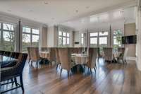 The main level dining room serves double-duty as a serving area for large gatherings.