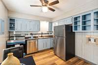 Another view of the renovated kitchen. Lots of cabinet space.