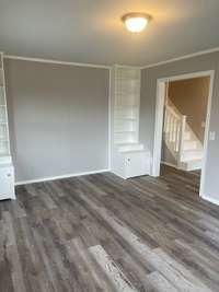 Living Room with built in book cases