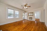 Tons of natural light floods this living room space.