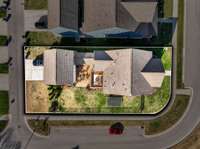 Overhead view of house and layout of yard.