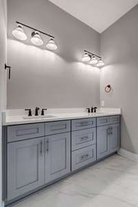 There is a double vanity in the primary bath.