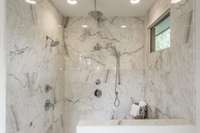Marble shower with linear shower drain!