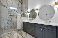 Master bathroom with double vanities