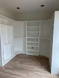 All wood, custom closets.