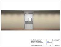 The pantry area is where the built in microwave is located