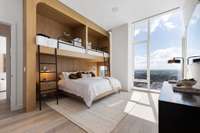 The bunk bed was finished on site.