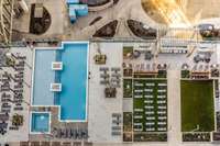 The pool and hot tub are located on the 7th floor.