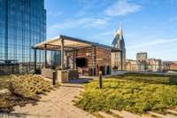 The rooftop park on the 14th floor has several outdoor grill areas.