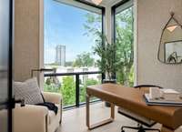 This beautifully appointed office with a view makes working from home a little easier!