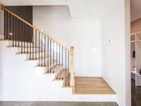 Stairwell with beautiful craftsman shiplap