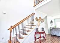 Wrought iron spindles on the entry staircase.