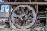 These chariot wheels, incorporated into the railing of guest house two, date back 2000 years.
