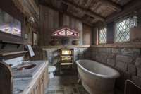 This marble bath tub was shipped to Dixon from Italy by friend he made during World War II.  It was installed by a crane and the bathroom was built around this incredible tub.