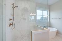 master bath shower with bench