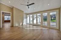 Sunroom looking out to the backyard.