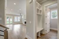 Mudroom just inside the garage door.