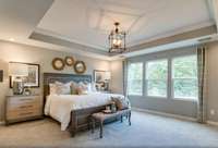 Oversized primary bedroom with trey ceiling & great natural light!