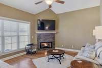 Hearth room is just off the kitchen. Perfect for game watching with the fireplace on.