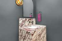 Statement style with amazing granite powder room will wow your guests!