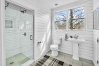 Primary barndominium bathroom