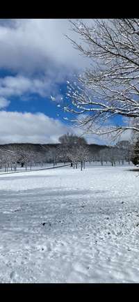 Snowy pic from the front showing the beautiful views.