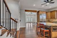 Kitchen is separate, yet open to the spacious family room.