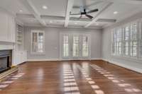 So much space in the family room allows for many sitting arrangement options. Open to kitchen, yet separate enough to not be on top of each other.