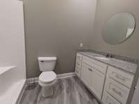 New bathroom installed to serve two bedrooms on the north side of the barndominium