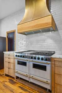 Custom made range hood for a gourmet kitchen.