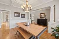 Formal Dining With Wainscoting And Extensive Trim Work
