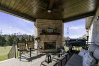 Covered Porch with gas fireplace (also wired for TV)