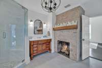 The 3rd gas fireplace is in the primary bathroom - this is the ultimate in luxury!