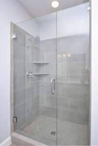 Tile Shower in Owner's Bath. Similar floorplan, not actual home