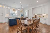 This kitchen is amazing with all of the cabinets and entertaining space