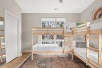 bunk beds in bedroom three maximize operations. house sleeps 10