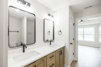 double sink vanity in main bathroom