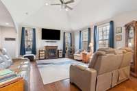 Living room off the open concept kitchen