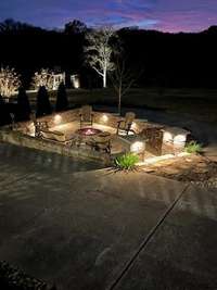 The firepit courtyard lit up for evening fun - hard to resist!