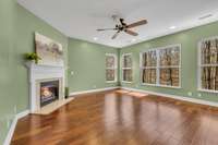 Living Room with the woods right outside!