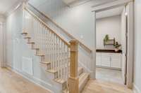 White Oak custom stair newel post