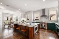 10 ft ceilings throughout this bright kitchen with 2 sinks