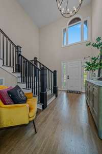 All New Solid White OAK Wood Floors with Wrought Iron  Metal Castile Two Tier Chandelier!