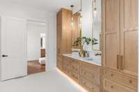 Double vanities and Delta Brizzo fixtures