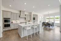 Chefs Kitchen with large middle island and double ovens