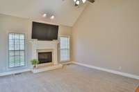 living room with gas fireplace