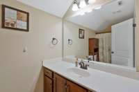 Secondary bathroom located on the second floor... look at all of that counter space.