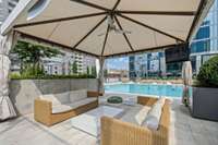 Reserve a private poolside cabana, complete with TV and fan, to host family and friends