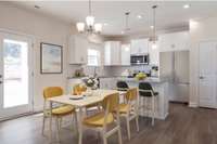 The Aspire has a unique dining and kitchen area that offers lots of space for family dinners and holiday meals