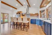 The newly renovated kitchen adds a modern and beautiful touch to this home.